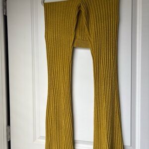 Urban Outfitters mustard yellow ribbed flare pants